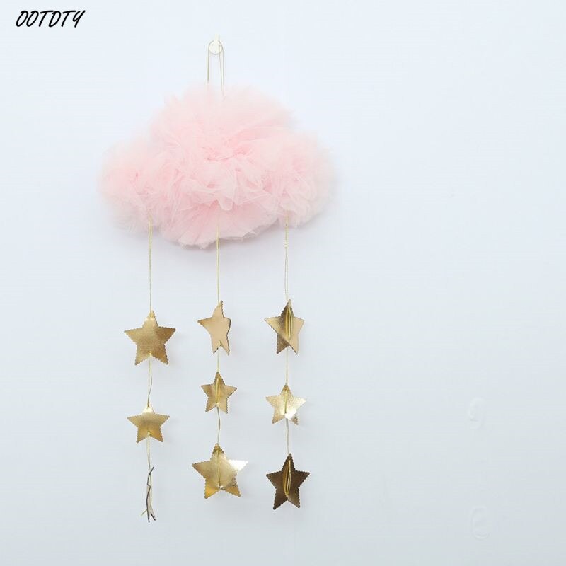 Bebé techo móvil colgante nube decoraciones guirnalda de estrellas DIY colgante fotografía accesorio juguete para cuna niños decoración para dormitorio infantil