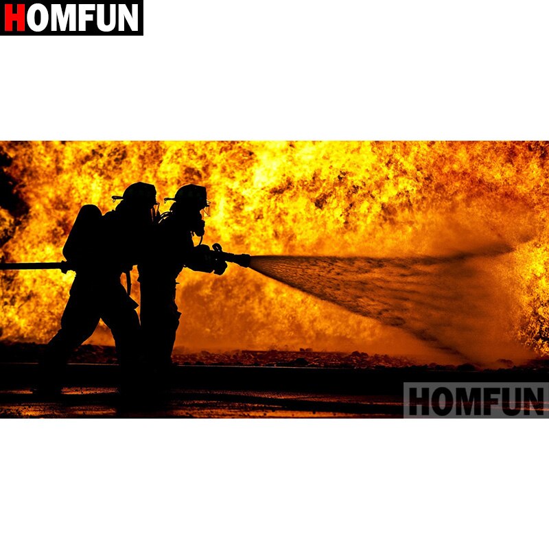HOMFUN Voll Platz/Runde Bohrer 5D DIY Diamant Malerei "Feuer Feuerwehr landschaft" 3D Stickerei Kreuz Stich 5D wohnkultur A27848