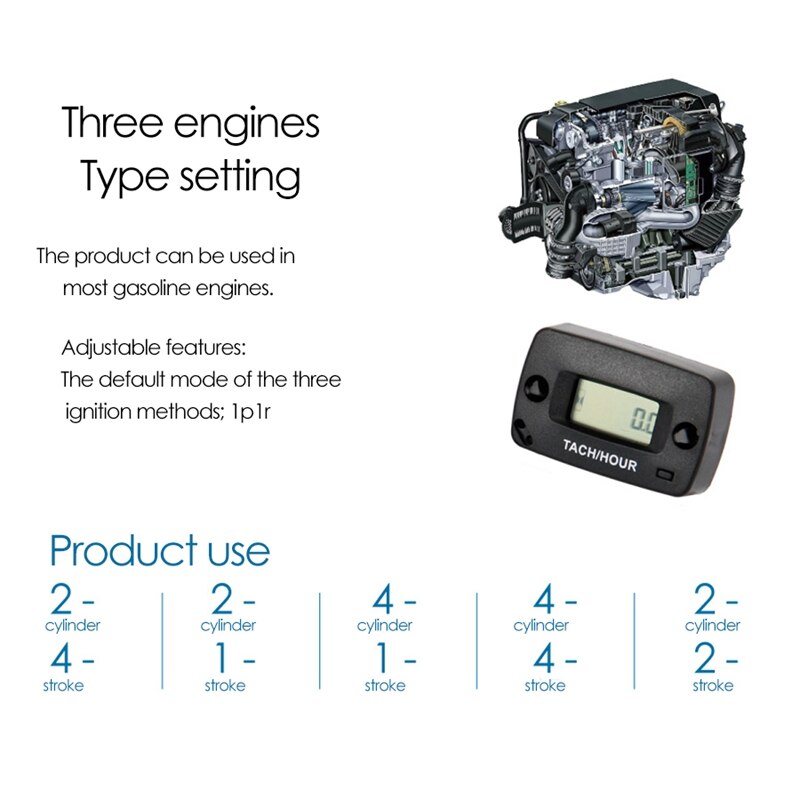 Digital Waterproof Inductive Engine Tachometer Used For Motorcycle ATV Marine Boat Generator Chainsaw Glider Outboard