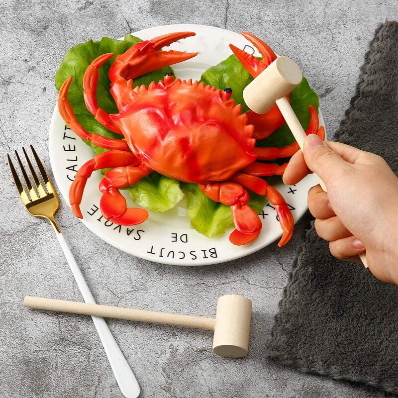 18 pièces en bois crabe homard maillets fruits de mer crustacés crabe maillet solide naturel bois dur crabe marteau pour craquer