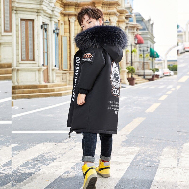 MudiPanda dziecięcy żakiet zimowy nastoletni chłopcy dziewczęta wyściełanana kurtka z bawełny zagęścić ciepłe długie kurtki maluch dziecięca odzież wierzchnia