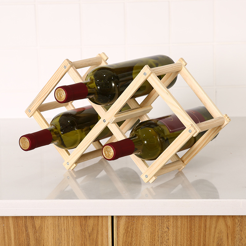 Opvouwbare Houten Wijnfles Houder Wijn Planken Houdt 3/6/10 Flessen Bar Display Folding Hout Organizer Wijnrekken: 3 bottles-Original