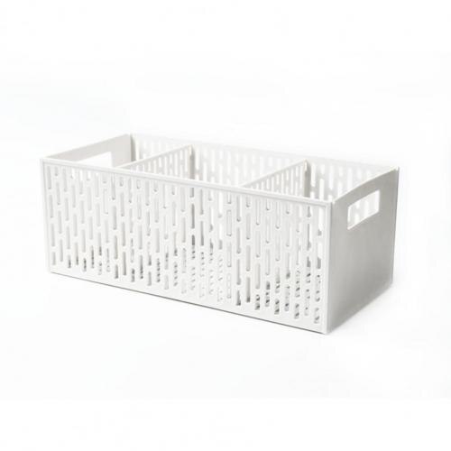 Storage Holder Compartment Handle Kitchen Vegetable/Fruit Storage Box Neatly Fruit Separated Drain Basket for Kitchen: White