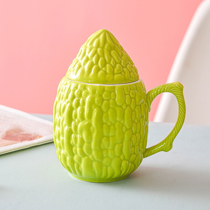 Milk Coffee Cup Ceramic Mug Cartoon Corn Bitter Gourd Shape Couple Mugs Office Water Cups