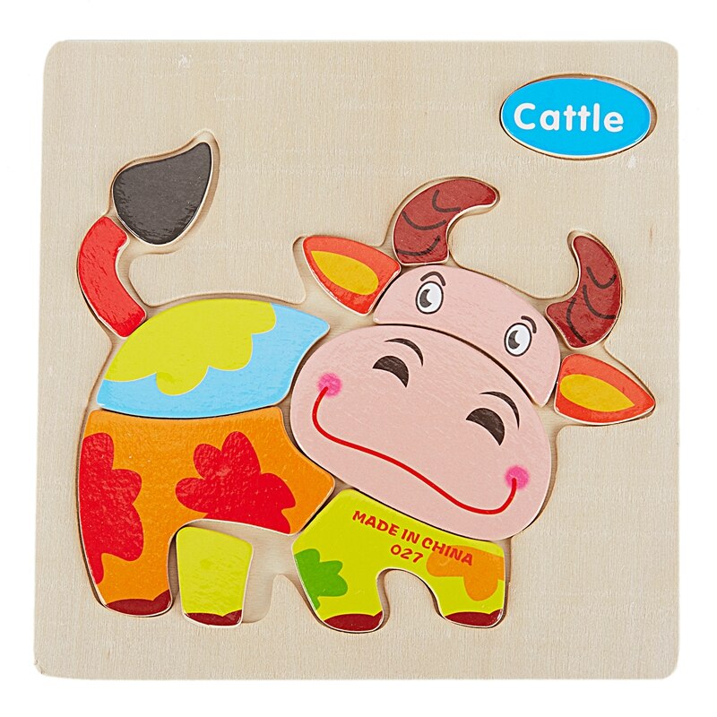 3D Houten Puzzel Speelgoed Voor Kinderen Houten 3d Cartoon Animal Puzzels Ligence Kids Vroege Educatief Speelgoed Voor Kinderen C: Default Title