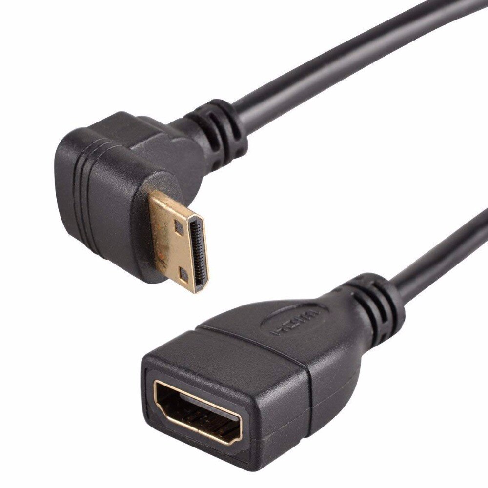 Beneden Hoek Mini-HDMI naar HDMI Kabel-Man-vrouw-Ondersteunt Ethernet, 3D en Audio Return