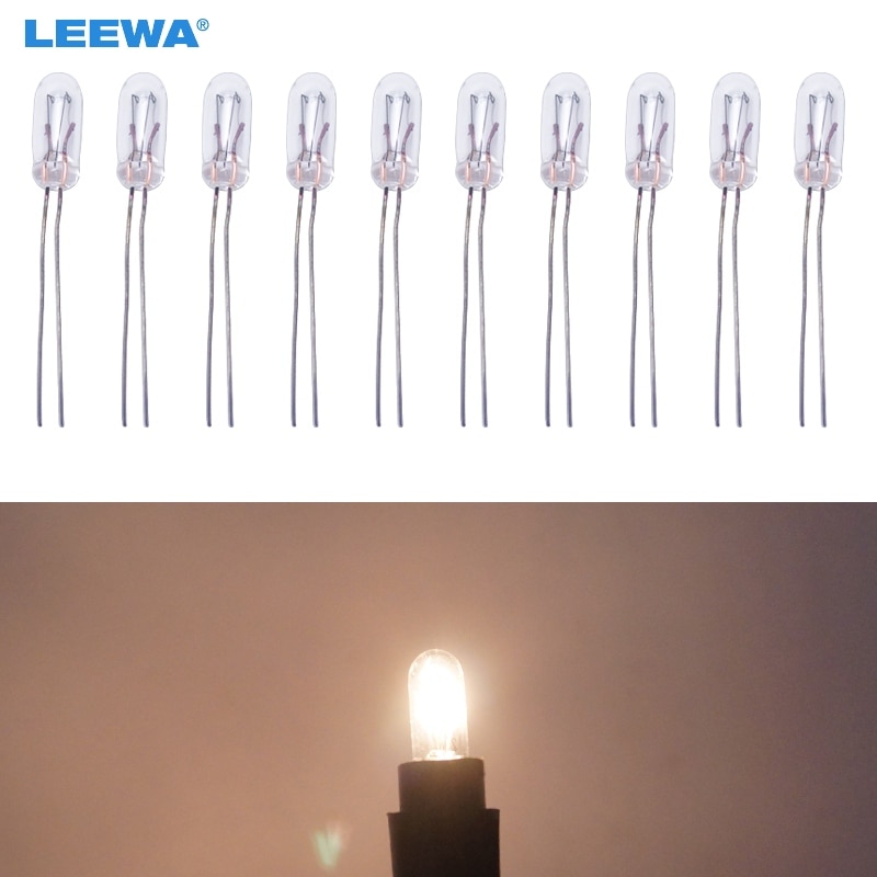 LEEWA 30 stks Warm Wit/Amber Auto T4 12 v 1 w Halogeenlamp Externe Halogeenlamp Vervanging Dashboard lamp Licht # CA2696