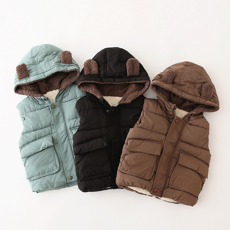 Gilet en doudoune avec capuche pour bébé,joli manteau d&#39;hiver sans manche en coton , à porter à l&#39;extérieur, pour garçon et fille, collection automne ,