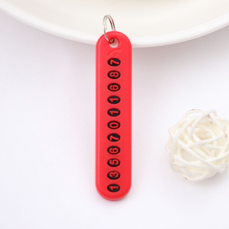 Porte-clés Anti-perte de plaque d'immatriculation de téléphone, pendentif de voiture, carte de numéro de téléphone de véhicule, accessoires d'intérieur de voiture: Rouge