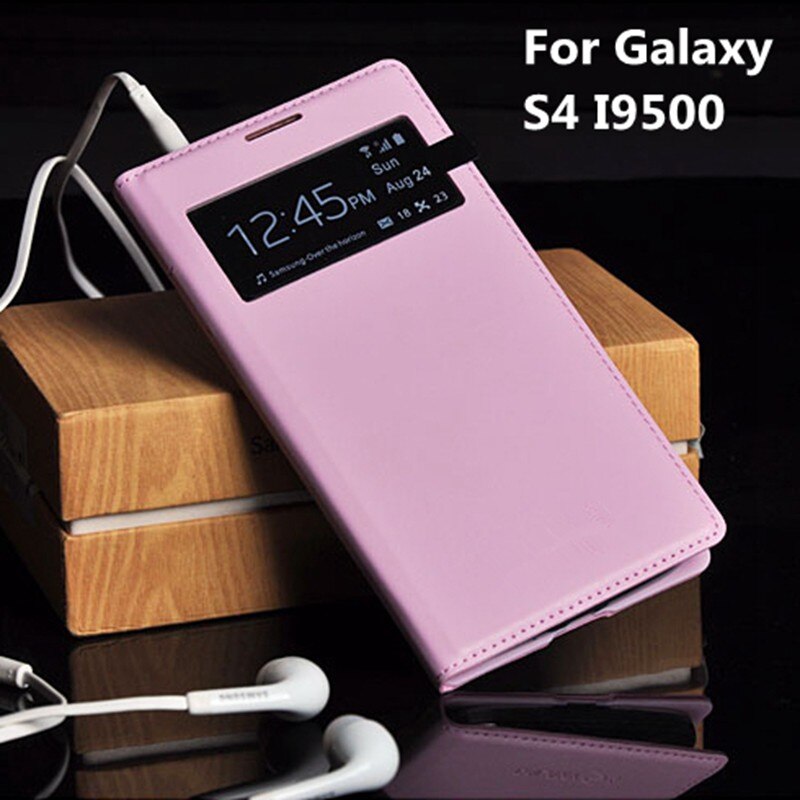 Slim View Shell Auto Sleep Wake up Function Flip Leather Case Shockproof Bag Back Cover Mask For Samsung Galaxy S4 I9500 I9505
