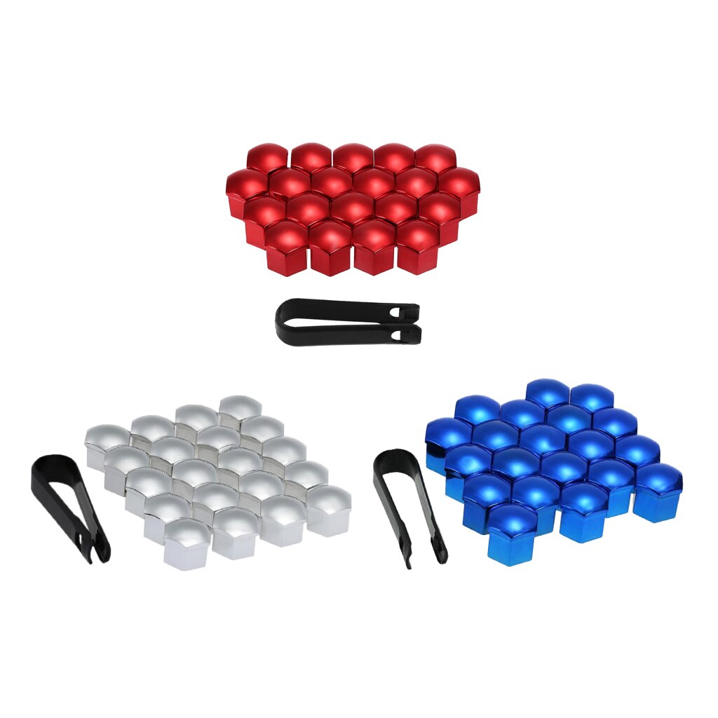 20 Pieces Universal 17mm Wheel Lug Nut Cover Caps w/ Dismantle Tool