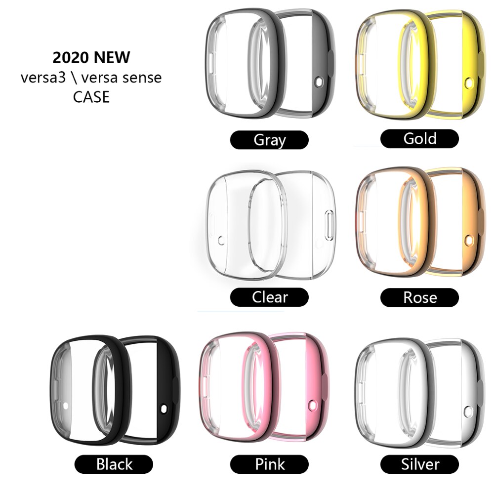 Blødt tpu etui til fitbit versa 3 / fitbit sense vandtæt ur skal cover skærmbeskytter til fitbit versa 3 fuld cover cover