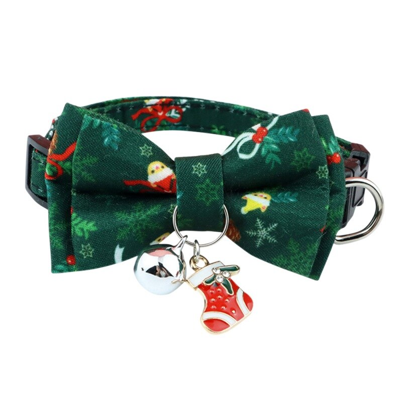 Jul hund katthalsband justerbara halsband utbrytning med bell rosett knut valp kattunge bowtie hund klär ut: G