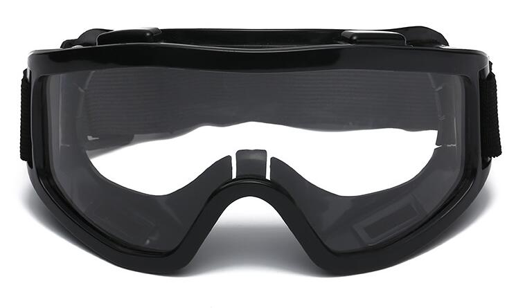 Beskyttelsesbriller beskyttelsesbriller med justerbart hovedbøjle, blød pc-ramme, vindtætte beskyttelsesbriller til sportsskiløb på motorcykler: Sort ramme