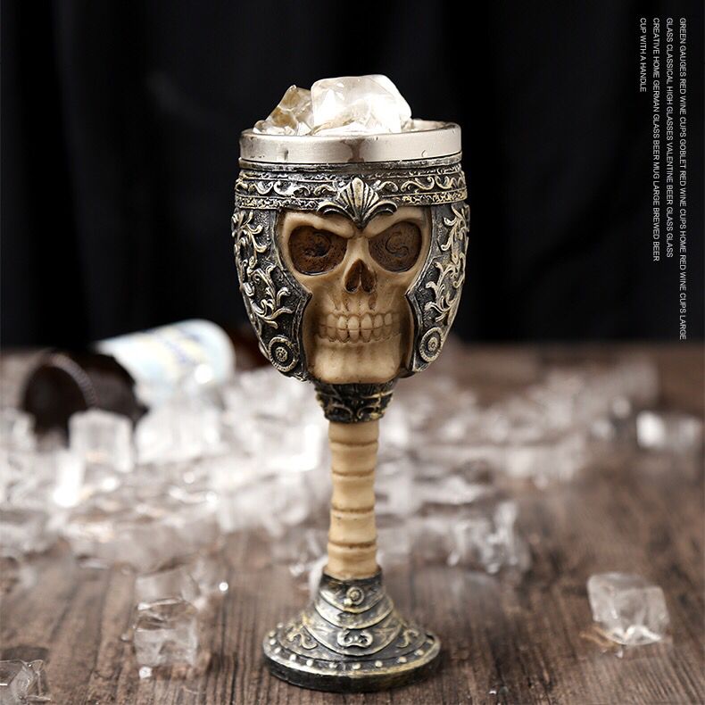 Personality wolf head wine glass stainless steel liner goblet resin home hotel 3D solid champagne metal wine cup