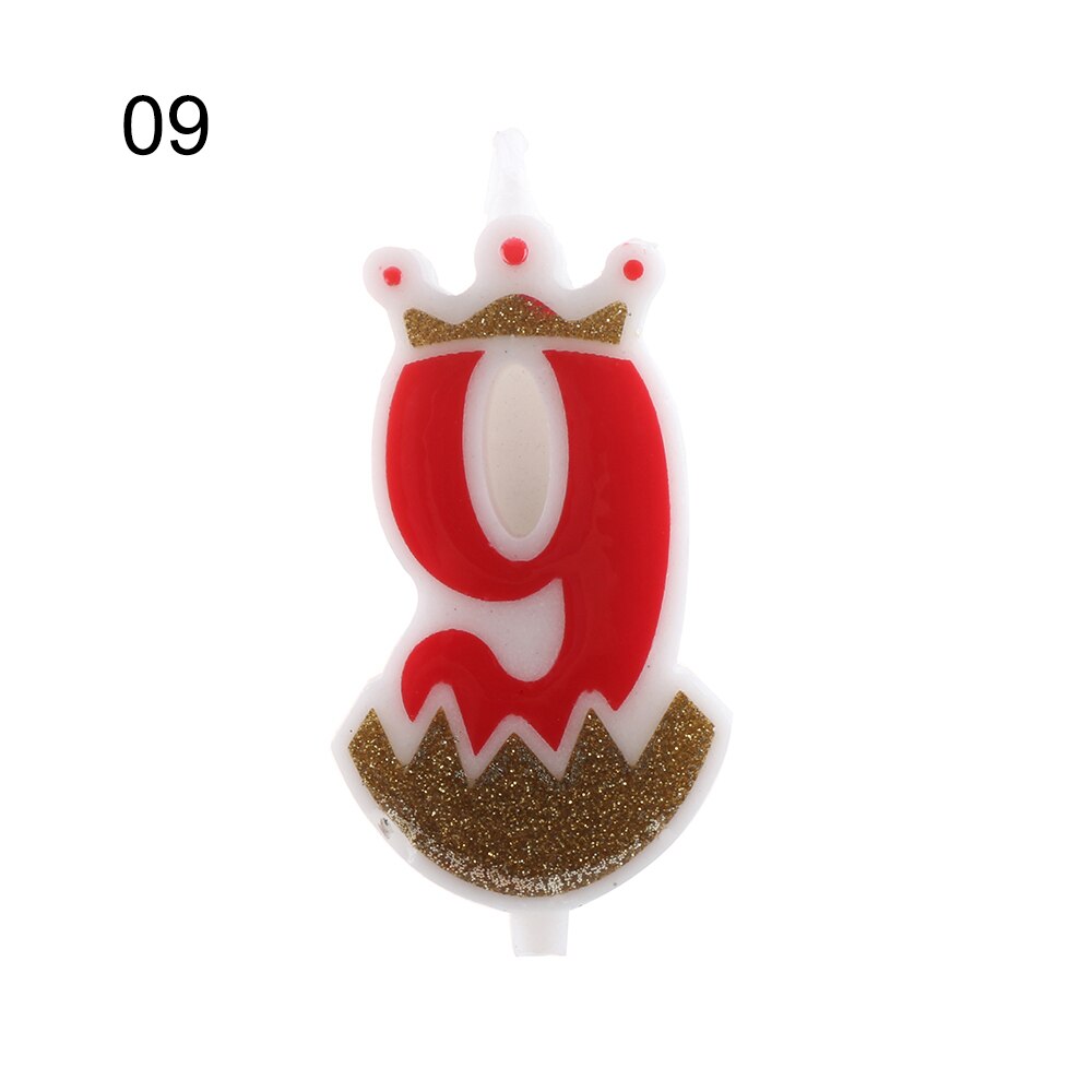 1PC 0-9 Numbers Cake Topper Birthday Wedding Digital Crown Candles Gold Red Number Party Supplies DIY Decoration for Baking