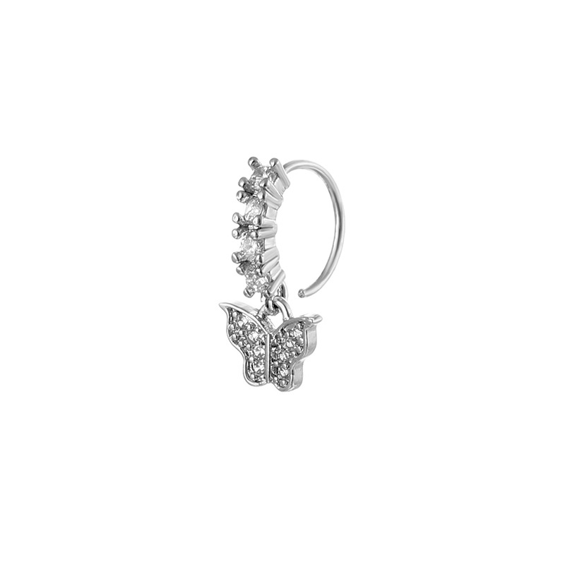 1 Uds. De aro de cristal CZ para tabique, Clickers, anillo para la nariz, Piercing para cartílago, pendiente de hélice, joyería para el trago, aros Daith, pendientes de lóbulo Rook: Con recubrimiento de titanio