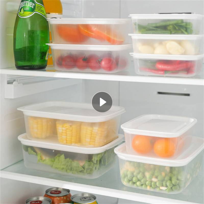 Kitchen Plastic Storage Boxes Fridge Space Saver Organizer Home Food Transparent Container Refrigerator Microwaveable Storage
