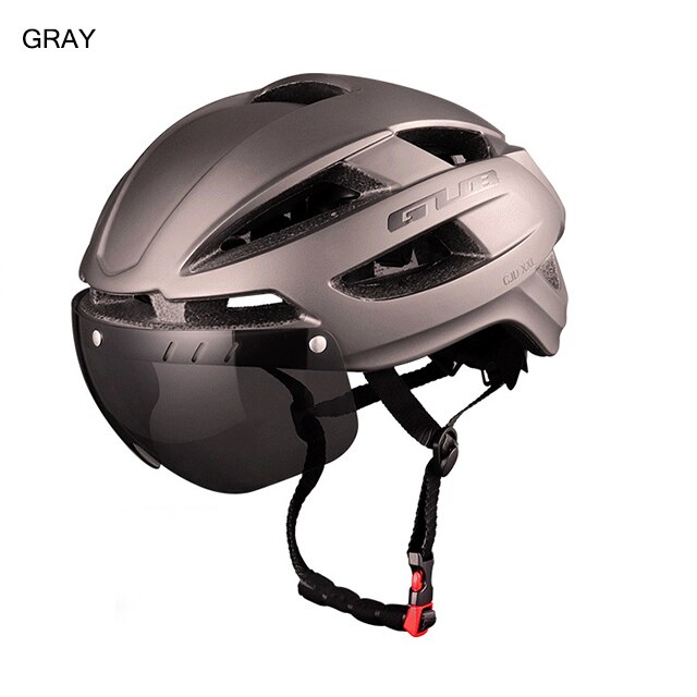 Cycling Helmet With LED Light USB Rechargeable Intergrally-Molded MTB Road Bike Helmet With Goggles XXL 58-65CM Safety Cap: gray