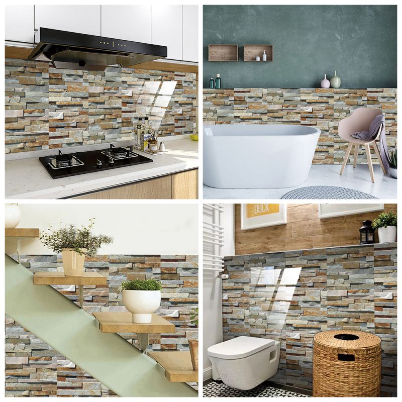 Stick Tile For Kitchen Backsplash, 7.8x3.9 Inches Premium Anti Mold Kitchen Backsplash Peel And Stick Tile,Stone Pattern