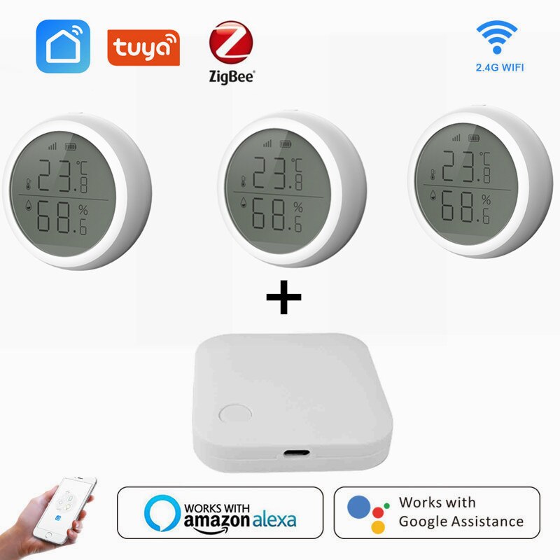 Temperature And Humidity Sensor With LCD Screen Display Working With TuYa ZigBee Hub Battery Powered Smart Life