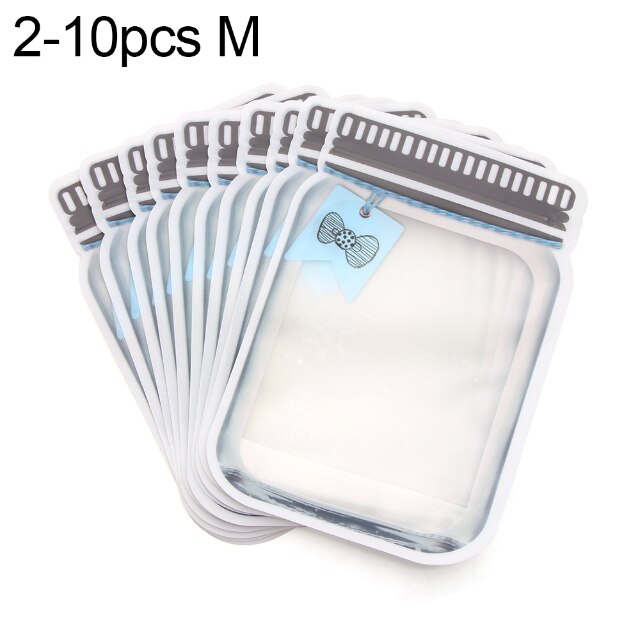 Reusable Mason Jar PE Plastic Smell-proof Storage Bag Stand Up Zipper Bags Food Storage Bag Kitchen Home Organization: 10pcs M grey