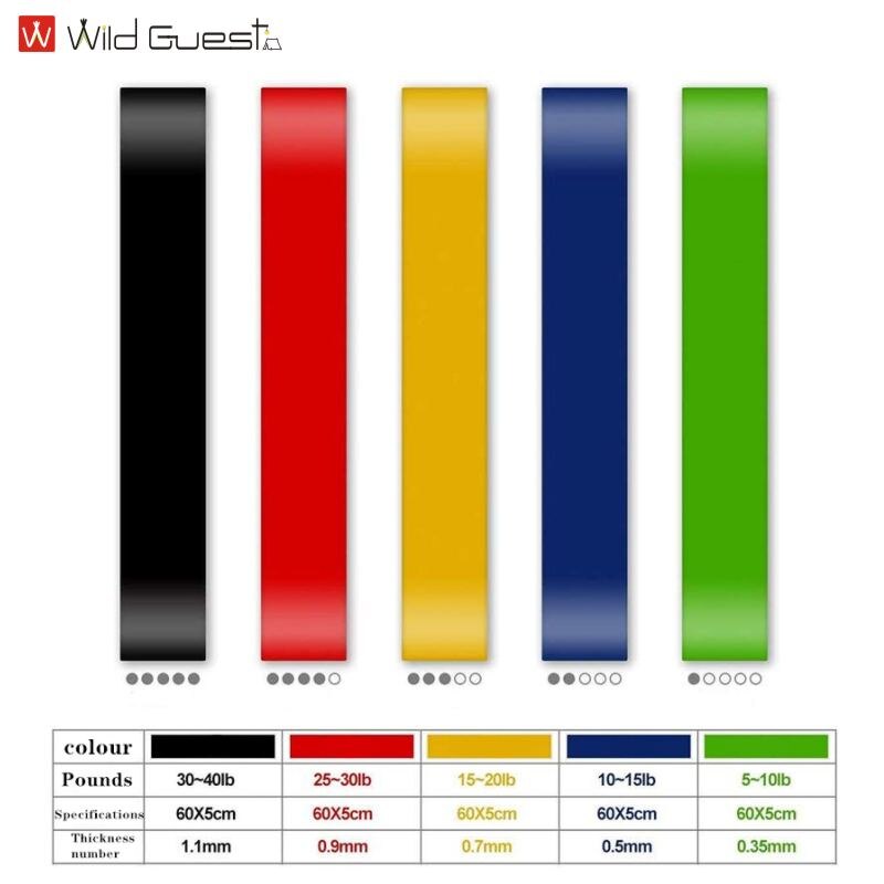 Vijf kleuren fitness weerstandsband yoga spanningsband gym elastiek pilates training elastische apparatuur