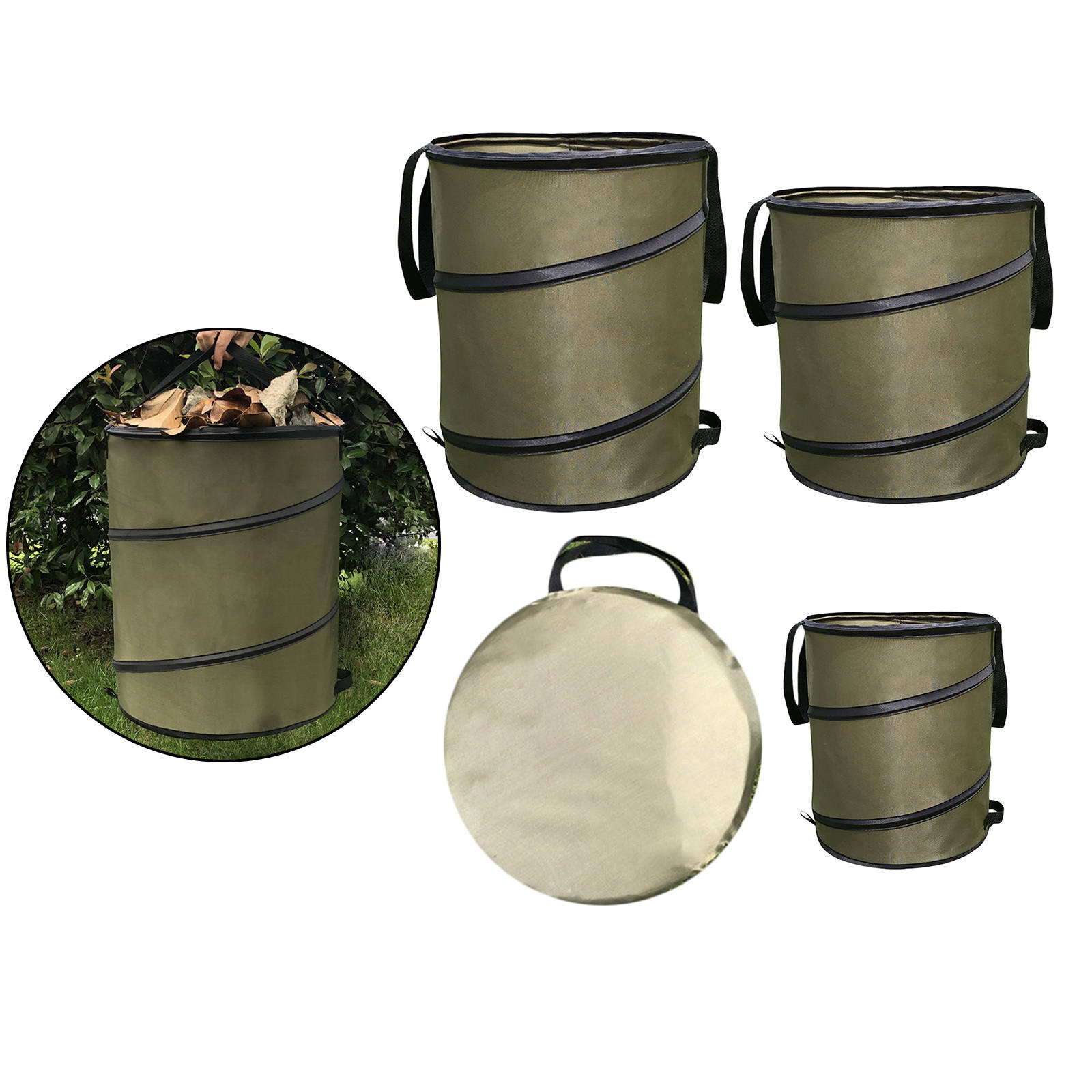 Portable Collapsible Yard Garden Waste Bag Pop-up Leaf Bin Holder with 2 Handles, Labor Saving