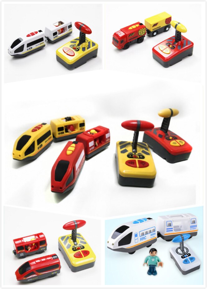 Remote Control Multiple Units CRH EMU Electric Train Toys truck Set Kid fit for brand wooden track suit children