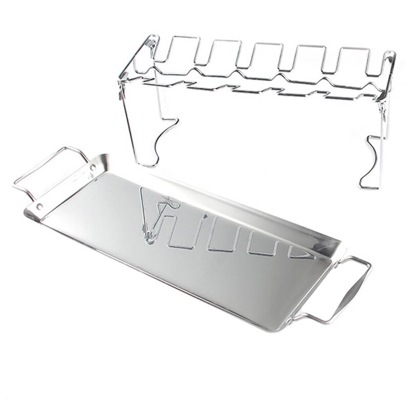 Estante para asador de patas de pollo y ala, asador de baquetas de pollo para horno, o parrilla ahumador, ideal para barbacoa, Picnics: rack and pan