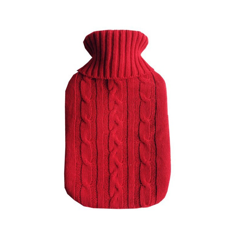 Bouteilles d'eau chaude 2000ml grand sac d'eau chaude tricoté couverture résistant au froid conservation de la chaleur produits de couverture de bouteille d'eau chaude: Rouge