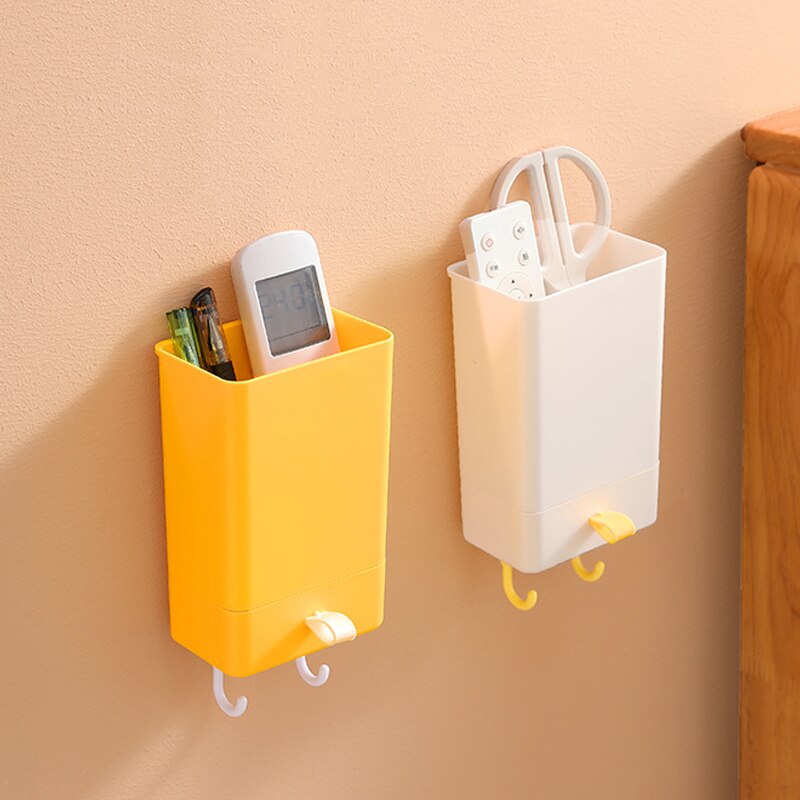 Wall Mount Bedside Organizer Storage Box Adhesive Bedside Shelf Accessories Pen Holder Stand Rack For Bedroom Bathroom Office