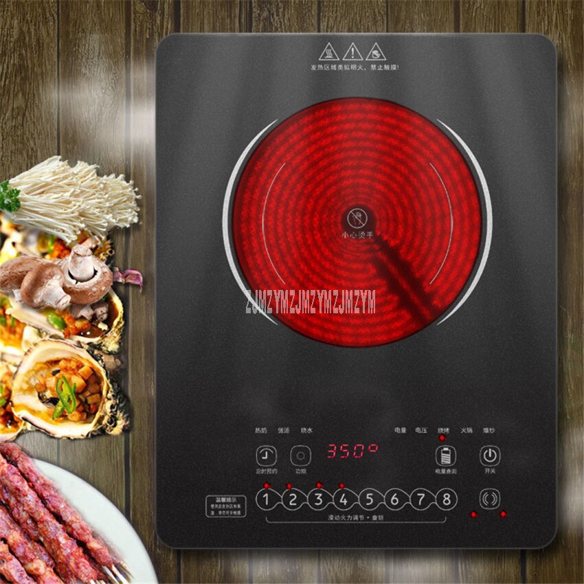 2200W 36*28cm Touch Control Mini Elektrische Keramische Kookplaat Inductie Kookplaat 65 versnelling Temperatuur Verstelbare Geen Straling kookplaat