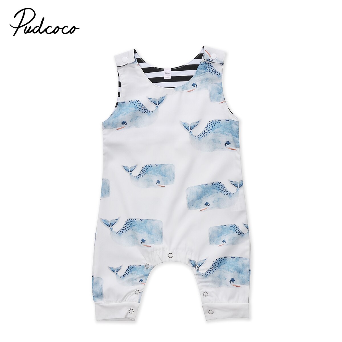 Toddler Kids Baby Girl Cotton whale Romper Summer Boys Sleeveless Jumpsuit Pants Overalls Clothes Outfits