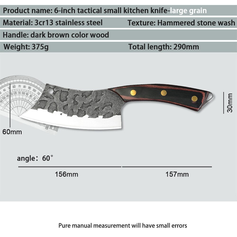 Kitchen Knives Stainless Steel Single Forged Chef Knife Slicing Cleaver Boning Cooking Knife Tool With Full Tang Wooden Handle: C