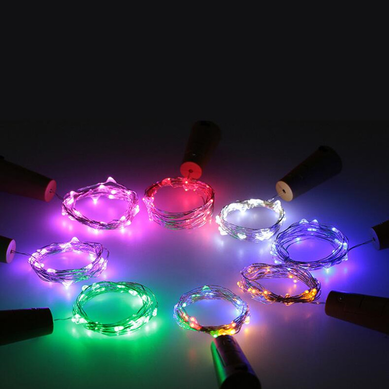 Zilveren koperdraad fleskurk stop led-lichtsnoer huisdecoratie 75cm lengtes gloeiend feest bruiloft verjaardag