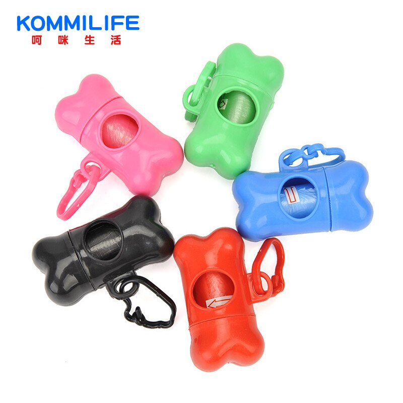 KOMMILIEF Plastic Dog Waste Bag Dispenser Pet Waste Poop Bag For Dogs Pet Waste Bags Storage Container With A Roll Garbage Bag