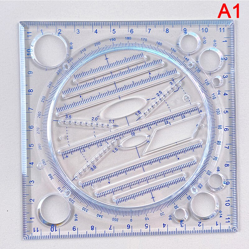 Angle Geometric Drawing Template Circle Maker Drawing Ruler Multifunctional Circular Drawing Measuring Scale: A1