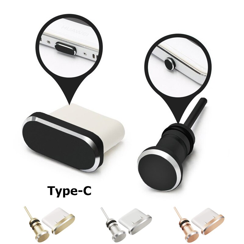 Prise anti-poussière Type C en Aluminium, USB-C, 10 jeux, accessoires de Port de chargeur de téléphone pour Xiaomi A1 5X Huawei P10 P20 P30 Samsung S8 S9 S10