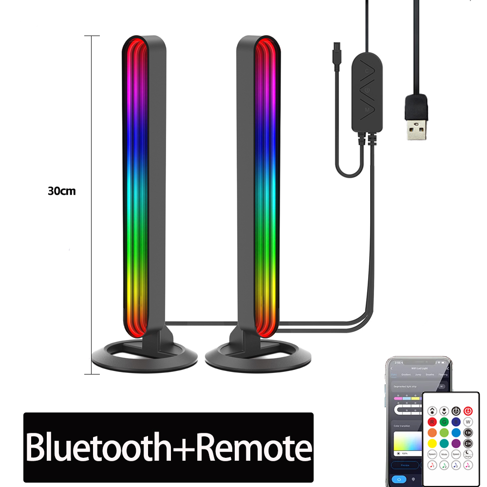 Golvlampor led-ljusramp monitor ljusramp esports skrivbordsdekoration lampa spegelljus musik dynamisk skrivbordsbelysning: Vit