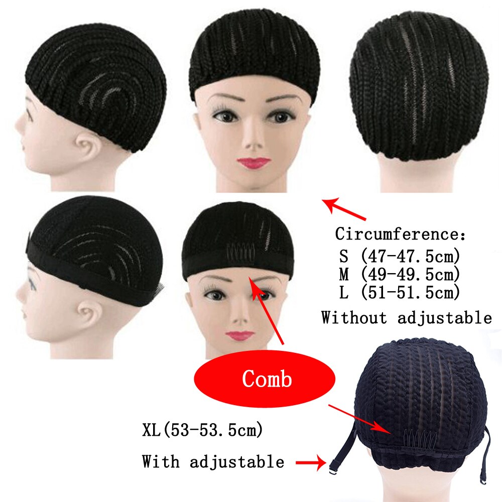 Top Adjustable Black Cornrows Crochet Braid Wig Caps For Sewing Weave and Crochet Braiding Wigs Elastic Hairnet Glueless