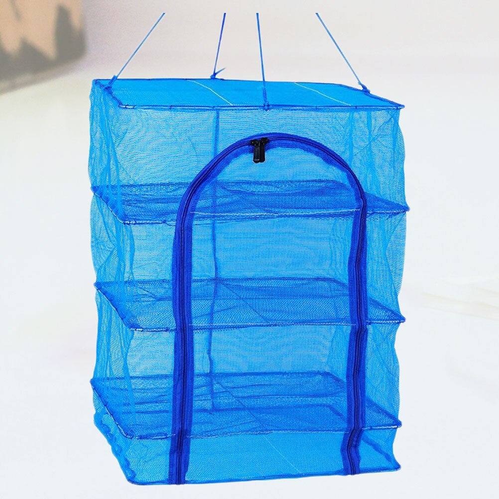 Outdoor Food Screen Foldable Drying Net Hanging Mesh Dryer Square Mesh Dryer for Shrimp Fish Fruit Vegetable 4 layer With Buckle