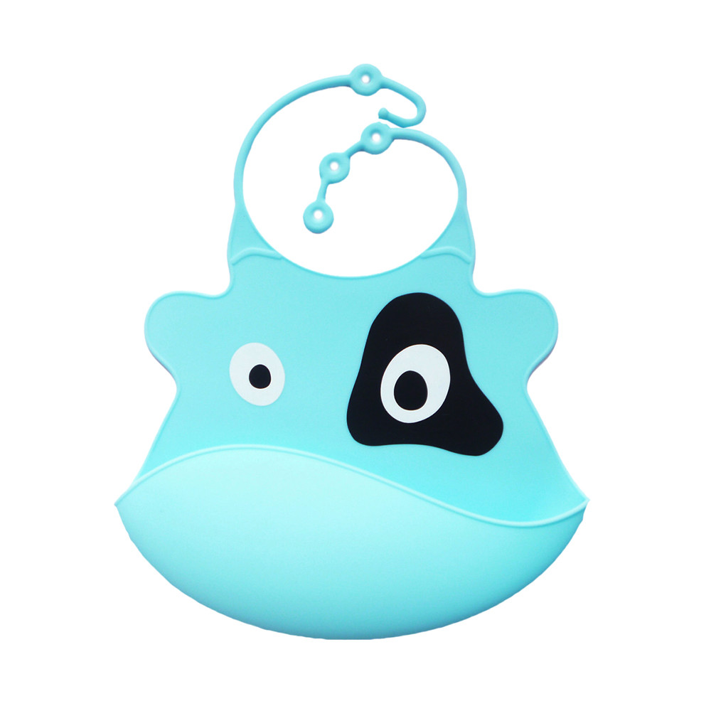 Waterproof Saliva Dripping Bibs Cute Kid Infant Bibs Baby Soft Silicone Bib cute adjustable baby bibs babero con mangas: Sky Blue