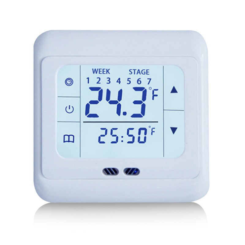Termostato de calefacción con pantalla táctil para el hogar, termorregulador para calefacción eléctrica de suelo cálido, controlador de temperatura: Dorado