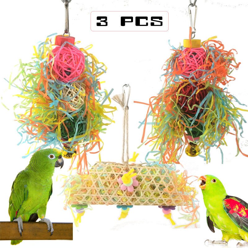 Papegaaien Speelgoed En Vogel Accessoires Voor Huisdier Speelgoed Swing Stand Budgie Parkiet Kooi Afrikaanse Grey Vogel Speelgoed Parkiet: 3pcs