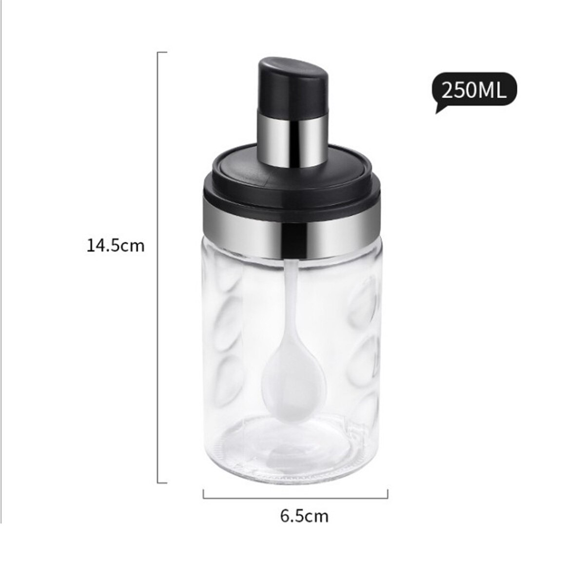 1pc Glass Airtight Jar Spice Containers Bottle Condiment Salt Pepper Seasoning Storage Bottle Spice Jars Pot with Spoon Lid: Spoon