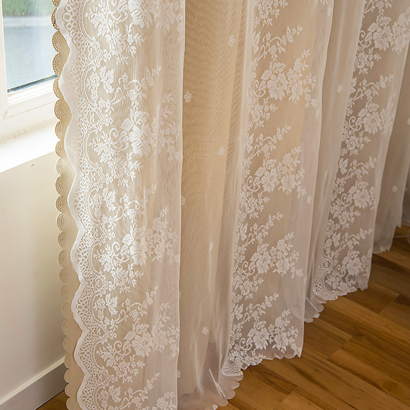 1 szt. Podwójne zaciemniające zasłony robić sypialni z haczykami, izolowane zasłony okienne, płyta okienny, ażurowe zasłony haftowane