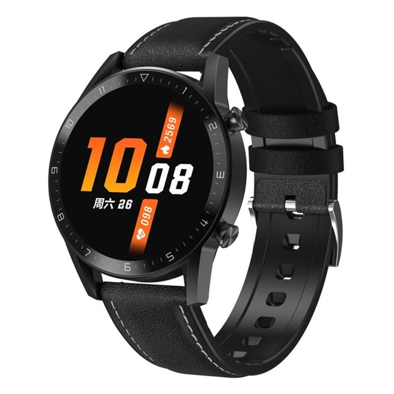 DT92 Bluetooth appel montre intelligente hommes IP68 étanche fréquence cardiaque pression artérielle oxygène femmes Smartwatch Fitness Tracker: Black Leather