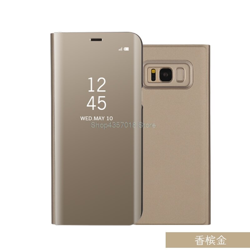 Para samsung galaxy s8 g950f g950fd caso espelho de luxo smart view janela flip caso para samsung s8 s 8 SM-G950F SM-G950FD SM-G950: Gold / Only Case