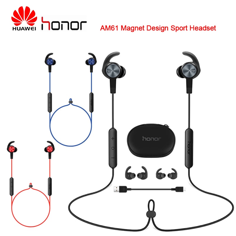Huawei honor xsport  am61 bluetooth trådløs øretelefon magnet udendørs sport headset til huawei mate 20 pro  p30 p30 pro